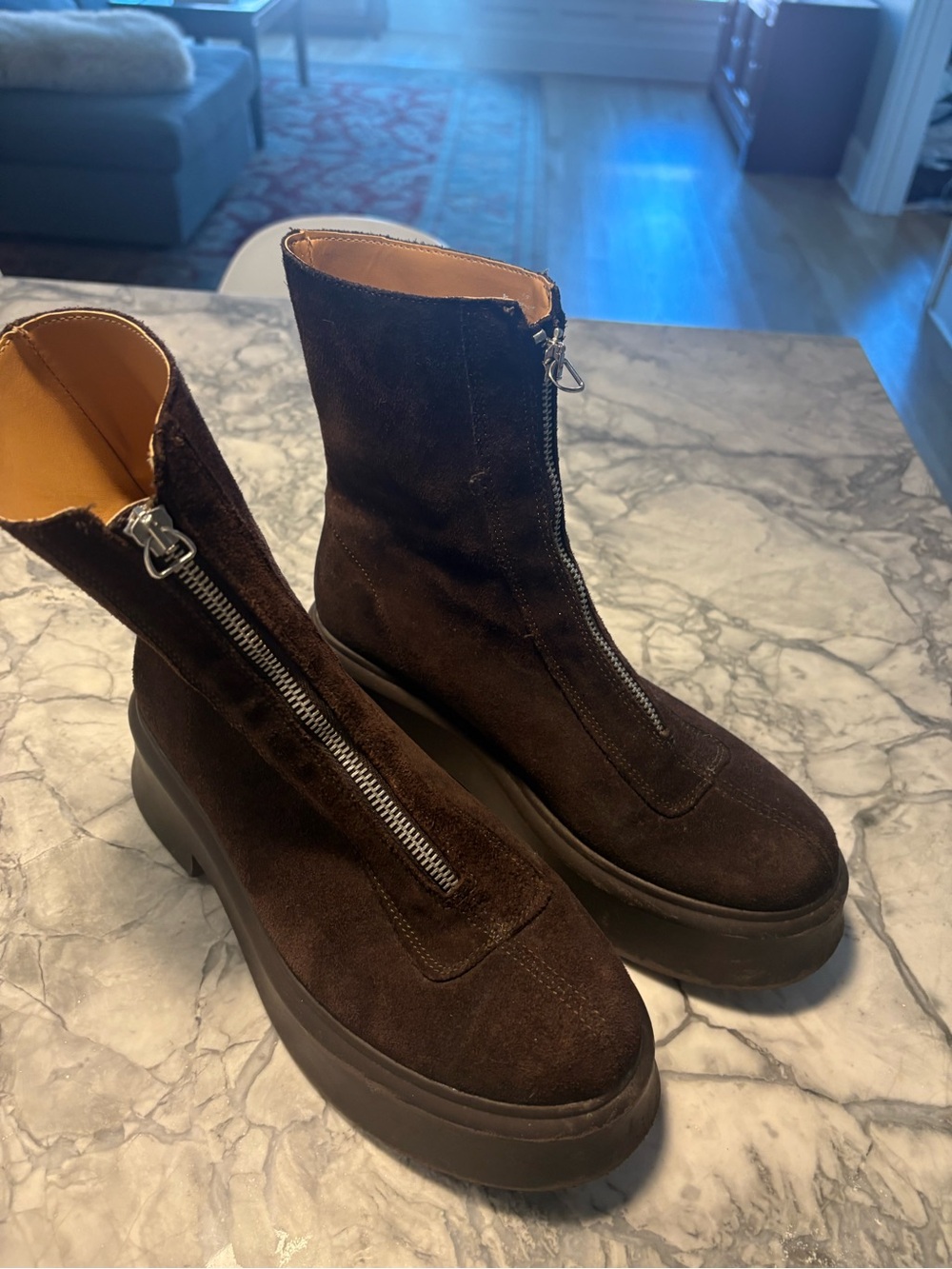 Steve Madden Dark Brown real Suede Front-Zip Ankle Boots